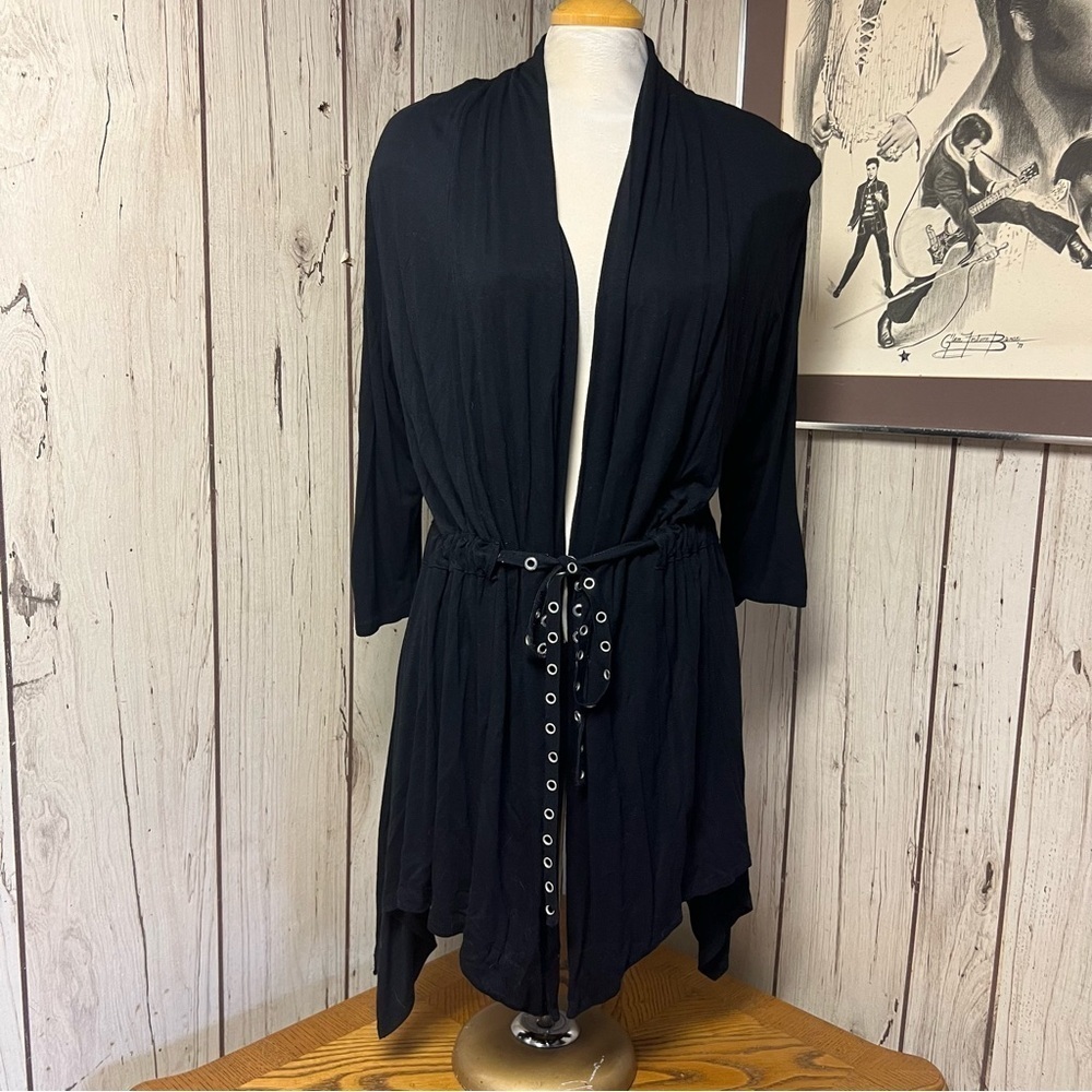 Melanie Lyne Women’s Black Tie Waist Cardigan - Size Large - Picture 2 of 10